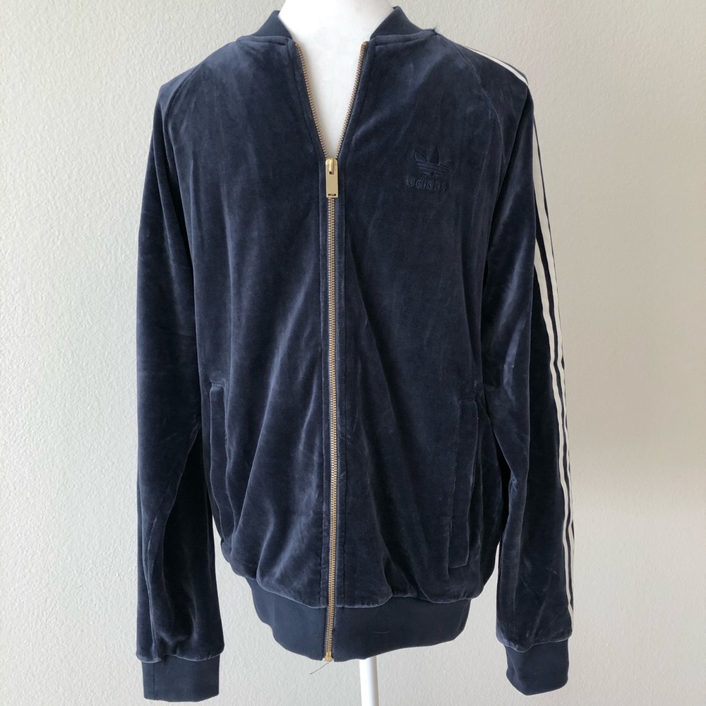 NWT Adidas Blue Velour Men’s Track Jacket